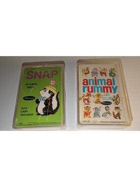 Vintage Lot 2 1950's 60's Snap & Animal Rummy Whitman Children's Card Games